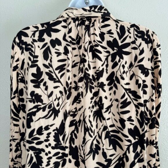 NWT H&M pink black floral print button front long sleeve shirt dress XS - Picture 9 of 12